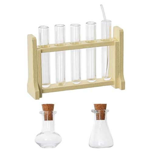 Hobbspring Reagenzglasgestell aus Holz und Glas Mini Haus Glas-Reagenzglas-Set Miniatur Glasröhrchen Winziges Wissenschaftssets für Micro Landscape Experiment Ornament Deko Hobbspring Reagenzglasgestell aus Holz und Glas Mini Haus Glas-Reagenzglas-Set Miniatur Glasröhrchen Winziges Wissenschaftssets für Micro Landscape Experiment Ornament Deko von Hobbspring