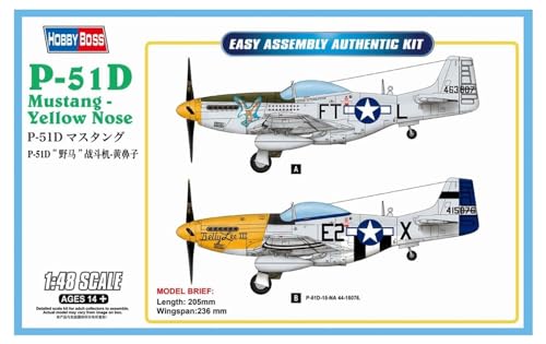 Hobby Boss 085808 1/48 P-51D Mustang Plastikmodellbausatz, Modelleisenbahnzubehör, Hobby, Modellbau, Mehrfarbig von Hobby Boss