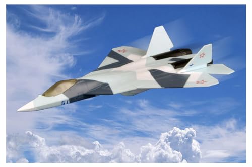 HobbyBoss 381903 200 mm Snap Kit – Russian T-50 PAK-FA Militär Modellbausatz, Geformte Farbe von Hobby Boss