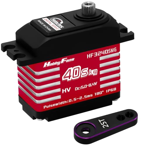 Hobby Fans RC Digital Servo, IP68 Wasserdicht 40KG Metall Getriebe Servo Hohes Drehmoment Servo mit 25T Servo Horn für 1/12 1/10 1/8 RC Auto RC Crawler Roboter Boot Hobby Fans RC Digital Servo, IP68 Wasserdicht 40KG Metall Getriebe Servo Hohes Drehmoment Servo mit 25T Servo Horn für 1/12 1/10 1/8 RC Auto RC Crawler Roboter Boot von Hobby Fans
