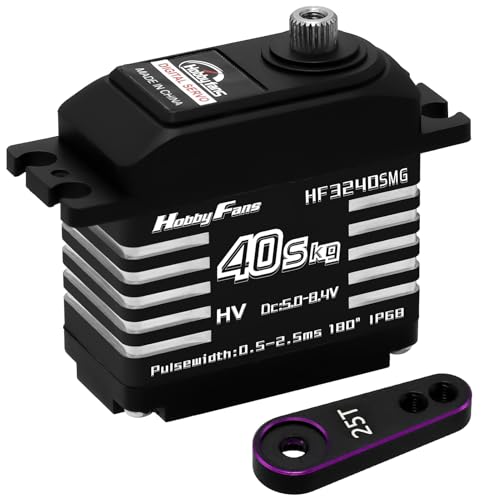 Hobby Fans RC Digital Servo, IP68 Wasserdicht 40KG Metall Getriebe Servo Hohes Drehmoment Servo mit 25T Servo Horn für 1/12 1/10 1/8 RC Auto RC Crawler Roboter Boot Hobby Fans RC Digital Servo, IP68 Wasserdicht 40KG Metall Getriebe Servo Hohes Drehmoment Servo mit 25T Servo Horn für 1/12 1/10 1/8 RC Auto RC Crawler Roboter Boot von Hobby Fans