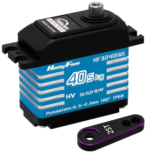 Hobby Fans RC Digital Servo, IP68 Wasserdicht 40KG Metall Getriebe Servo Hohes Drehmoment Servo mit 25T Servo Horn für 1/12 1/10 1/8 RC Auto RC Crawler Roboter Boot Hobby Fans RC Digital Servo, IP68 Wasserdicht 40KG Metall Getriebe Servo Hohes Drehmoment Servo mit 25T Servo Horn für 1/12 1/10 1/8 RC Auto RC Crawler Roboter Boot von Hobby Fans