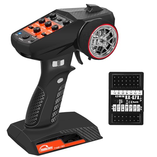 Hobby Fans RC Funksystem 7CH 2.4G RC Sender mit Empfänger Anti-Jamming Fernbedienung für RC Car Crawler Boot, Knopf von Hobby Fans