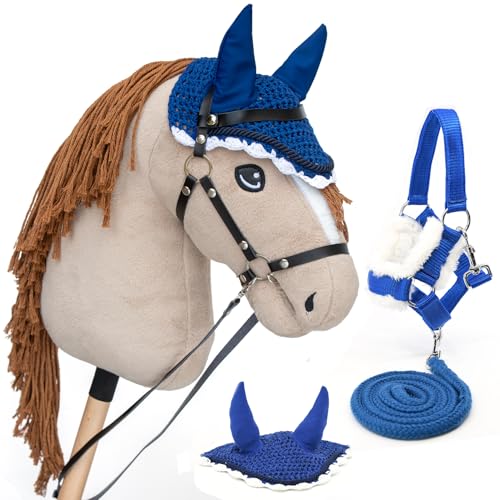 Hobby Horse Beige A3, Pferd, komplett mit Netz, Gebiss, Zügel, Halfter und blauer Insektenmütze, Pferdekopf, Stab für Hobby Horsing Kinder und Jugendliche Hobby Horse Beige A3, Pferd, komplett mit Netz, Gebiss, Zügel, Halfter und blauer Insektenmütze, Pferdekopf, Stab für Hobby Horsing Kinder und Jugendliche von Hobby Horse Land