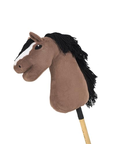 Pferd Hobby Horse Traditionelles Spielzeug, brauner Plüschkopf mit schwarzer Mähne, Holzstock von Hobby Horses