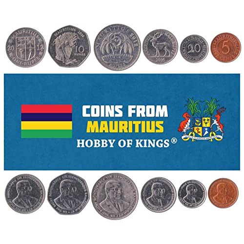 6 Coins from Mauritius | Mauritian Coin Set Collection 5 20 Cents ½ 1 Rupee 5 10 Rupees | Circulated 2012 - 2010 | Sugar cane | Palm | Deer | Seewoosagur Ramgoolam | Sword | Stag Shield | Key 6 Coins from Mauritius | Mauritian Coin Set Collection 5 20 Cents ½ 1 Rupee 5 10 Rupees | Circulated 2012 - 2010 | Sugar cane | Palm | Deer | Seewoosagur Ramgoolam | Sword | Stag Shield | Key von Hobby of Kings