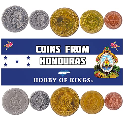 Hobby of Kings 5 Coins from Honduras | Honduran Coin Set Collection 1 5 10 20 50 Centavos | Circulated 1991 - 1994 | Pyramid | Lempira Hobby of Kings 5 Coins from Honduras | Honduran Coin Set Collection 1 5 10 20 50 Centavos | Circulated 1991 - 1994 | Pyramid | Lempira von Hobby of Kings