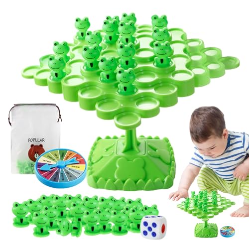 Hobngmuc Ausgeglichenes Tree -Brettspiel, Frog Balance Table Game | Desktop Frog Balance Toy für Mädchen,Eltern-Kind-Interaktive-Spiele für, Kindergarten, Innen-, Außen-, Reisen von Hobngmuc