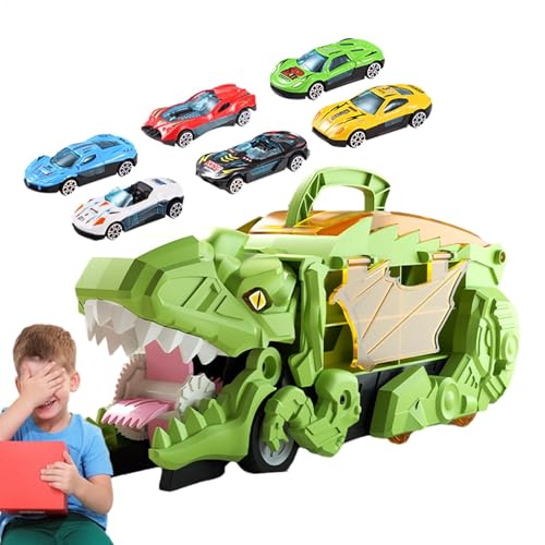 Hobngmuc Dinosaurier-Autotransport, Transport-Dinosaurier-LKW - Trägerfahrzeuge Spielzeug mit Griff - Doppelseitiger Lagertransport-Träger-LKW, tragbares LKW-Auto-Spielzeug, Kleinkind-Spielzeug, für von Hobngmuc