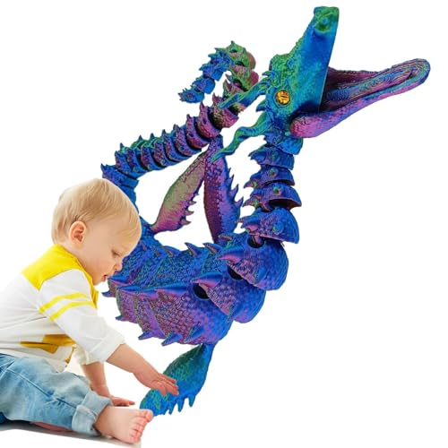 Hobngmuc Drache 3D gedruckt,3D-Druck Drache, Interaktives Drachen-Zappelspielzeug, Voll beweglicher Drache, Chefschreibtischspielzeug, Zappeldrache für Kinder und Erwachsene von Hobngmuc