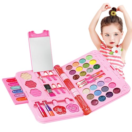 Hobngmuc Echtes kosmetisches Beauty-Set, Make-up-Set für kleine Mädchen | Kosmetische Beauty-Sets für Kinder,Milde Kinder Prinzessin Rollenspiele Spielzeug für über 3 Jahre alte Kinder Kinder von Hobngmuc