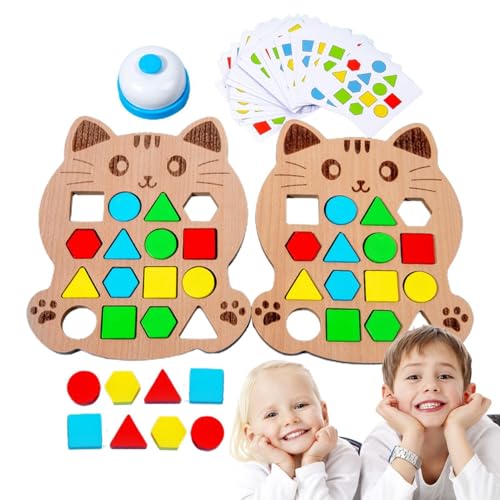 Hobngmuc Formpuzzletafel, Formpuzzles für Kinder | Cartoon Animal Design Holzgeometrische Farbform Matching Board - Pädagogische Farbsortier -Board -Spielzeug -Puzzle für alle Altersherausforderungen von Hobngmuc