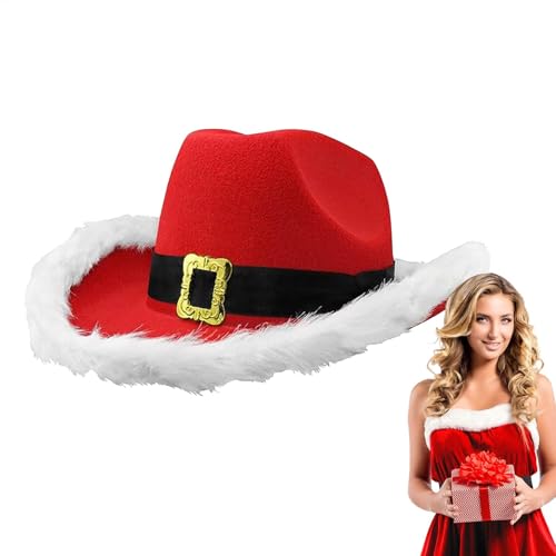 Hobngmuc Frauen Männer Weihnachten Hut Cowboy Hüte, Feiertag Cowboy-Hut, Weihnachten Cowgirl Hut, Cosplay Requisite, Western Cowboy Kostüm, Santa Kostüm Zubehör Für Weihnachten von Hobngmuc