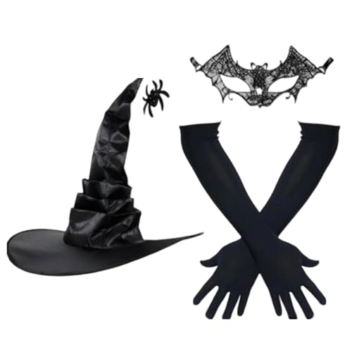 Hobngmuc Hexenhut Und Handschuhe,Party Hexen Hüte - Weitkrempiger Hut Kostüm Handschuhe Karneval Accessoires Damen Erwachsene Halloween Party Cosplay Maskerade Fotoprops Hobngmuc Hexenhut Und Handschuhe,Party Hexen Hüte - Weitkrempiger Hut Kostüm Handschuhe Karneval Accessoires Damen Erwachsene Halloween Party Cosplay Maskerade Fotoprops von Hobngmuc
