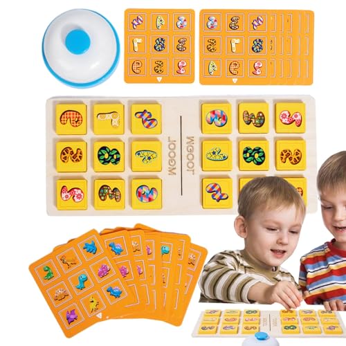 Hobngmuc Holz-Matching-Spiel, Matching-Talent-Puzzlespiel, Interaktives Dinosaurier-Puzzlespiel, Pädagogische Cartoon-Vorräte für frühes Lernen, Brettspiele aus Holz für Kinder, und Mädchen von Hobngmuc