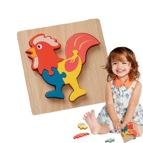 Hobngmuc Holzpuzzles für Kleinkinder,-Holzpuzzles - Tierische 3D-Puzzles | -Spielzeug für 1- bis 3-Jährige, Lernpuzzles für die Feinmotorik von Kindern von Hobngmuc