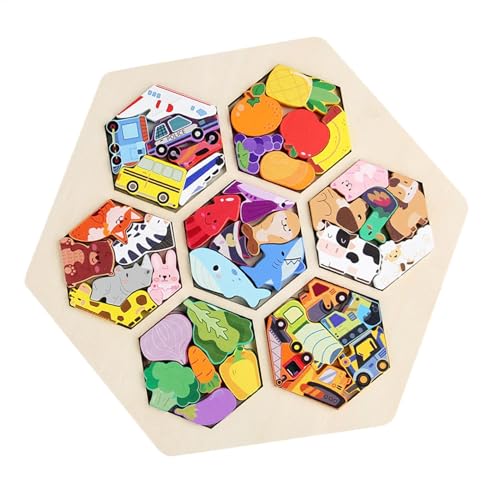 Hobngmuc Holzrätsel für Kinder, Kinderrätsel - Vorschule Puzzles für Kinder,Lernspiele für Bildungsspiele, farbenfrohe Vorschulhirn Teaser -Boards für Mädchen von Hobngmuc