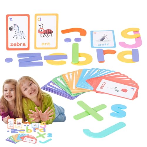 Hobngmuc Kinder Lernen Spiele, Briefspiele - Buchstabe Building Blocks Sichtwörter Spiele - Kindergärtner -Lernaktivitäten Feinmotorik Spielzeug, Formfarbenerkennung für Klassenzimmer von Hobngmuc