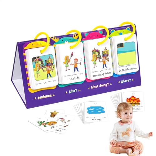 Hobngmuc Kindergarten Sight Word Flash Cards,Learning Flash Cards Kindergarten - Karten zur Vokabelbildung für Kinder | Trocken abwischbare, farbcodierte englische Sichtwortkarten mit Schlaufe von Hobngmuc