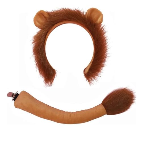 Hobngmuc Löwenkostüm Für Cosplay - Löwenschwanz & Stirnband, Kinder Verwandlungskopfschmuck Für Halloween, Geburtstagsfeiern Und Maskenbälle Hobngmuc Löwenkostüm Für Cosplay - Löwenschwanz & Stirnband, Kinder Verwandlungskopfschmuck Für Halloween, Geburtstagsfeiern Und Maskenbälle von Hobngmuc