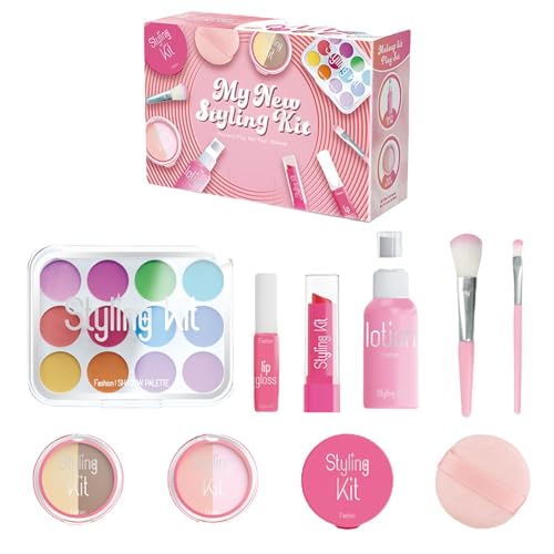 Hobngmuc Make-up Spielen, Make-up vortäuschen - 10-teiliges Pretend-Kosmetikset,Kinder-Rollenspiel-Make-up-Set für Geburtstag, Weihnachten, Spielzeug-Set für Kleinkinder und kleine Mädchen von Hobngmuc