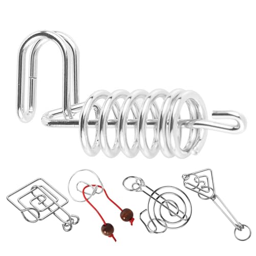 Hobngmuc Metalldraht IQt Brain Teaser Denkpuzzle, 5 Satz Metalldraht Puzzles, Denkspiel Lernspielzeug, Kinder Erwachsene Herausforderung Interlock Spielzeug von Hobngmuc