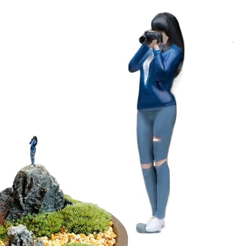 Hobngmuc Modell der Fotografen -Figur, Miniaturfigurenmodell,1/64 Skala Simuliertes Anzeige -Figurinzeichen | Sammler -Diorama -Figur Street People Model für Frauen, Männer, Kinder von Hobngmuc