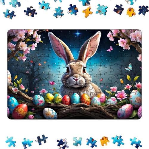 Hobngmuc Osterrätsel für Kinder, Ostereier-Puzzle | Buntes Osterpuzzle,Buntes Bastelpuzzle für Heimdekoration, Osterhasen-Eier-Puzzle von Hobngmuc