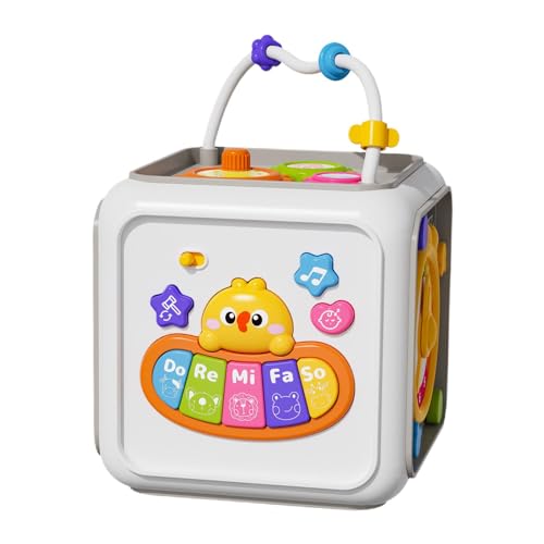 Hobngmuc Play Cube Activity Center,Aktivitätswürfel,6-in-1-Lernwürfel für Kinder - -Lernwürfel, Aktivitätsspielzeug für und Mädchen, pädagogisches sensorisches Kleinkindspielzeug im Alter von 1–3 von Hobngmuc