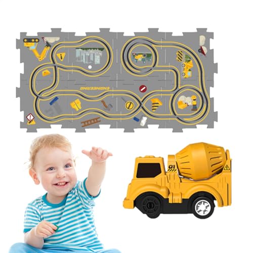 Hobngmuc Puzzle-Spielzeug-Eisenbahnwagen, Puzzle-Rennwagen-Spielset | Elektro-Gleiswagen-Set, Gleis-Spielset zusammenbauen | Mat Rail Car Educational Road Builder Bauspielzeug für Kleinkinder von Hobngmuc