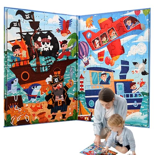 Hobngmuc Puzzle-Spielzeug für Kleinkinder, Magnetisches Puzzle-Buch für Kinder, Mädchen-Puzzle-Brettspiel, Kinder-Magnet-Puzzle-Spielzeug für Zuhause, Auto, Outdoor, Roadtrip von Hobngmuc
