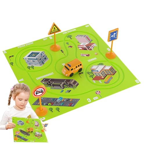 Hobngmuc Puzzles Track Play Toy Vehicle,Puzzle Car Tracks with Vehicles, Spielzeugauto-Puzzlebrett, Kreatives Spielzeugauto-Puzzlebrett, lustiges Lernspielzeug für kritisches Denken für Mädchen, von Hobngmuc