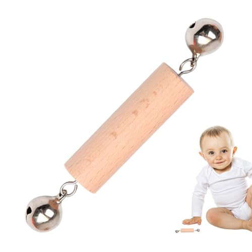 Hobngmuc Rassel - Naturbuchenholz Babyspielzeug Griffspielzeug für kleine Hände - Lustiges Lernspielzeug für 0-3 Kleinkinder, verbessert die Hand-Auge-Koordination von Hobngmuc