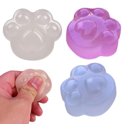 Hobngmuc Squeeze Toys Für Kinder, 3Stück Sensorische Stressbälle, Niedliche Katze Pfote Elastisches Design, Slow Rebound Sensory Squeeze Spielzeug Für Jungen Mädchen (zufällige Farbe) von Hobngmuc