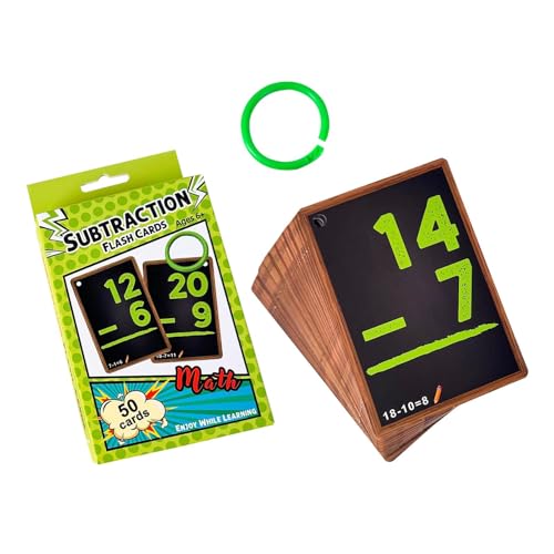 Hobngmuc Subtraktions-Lernkarte, Multiplikations-Lernkarte | Additions- und Subtraktions-Lernkarten,Insgesamt 50 Karten, ansprechende Lernkarten, interaktives Lerntool für den Kindergarten für Kinder von Hobngmuc