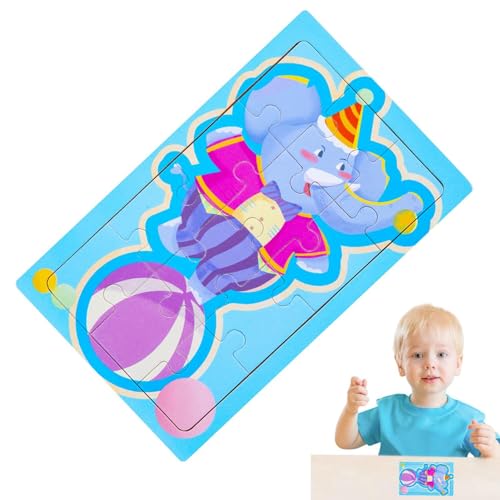 Hobngmuc Tierpuzzle aus Holz, Tierpuzzle für Kleinkinder - 12-teiliges Cartoon-Puzzle aus Holz mit Tieren - Interaktives Eltern-Kind-Puzzle für Wohnzimmer, Arbeitszimmer von Hobngmuc