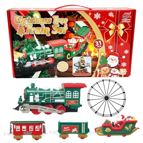 Hobngmuc Zug-Set für unter dem Weihnachtsbaum, Waggons für Züge, Modelleisenbahnen für ab 4, 5, 6, 7 Jahren von Hobngmuc