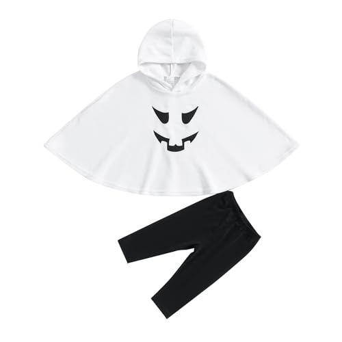 HodJIU Baby Jungen Mädchen Kostüm Halloween Kostüm Cosplay Umhang Kürbis mit Kapuze und Hose Set Halloween Kleidung 2 Stück (Schwarz, 6 Monate) von HodJIU