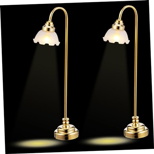 Hoement 2 Stück Mini Tischlampe Mini Hauslampe Puppenhaus Zubehör Puppenhausmöbel Miniatur Puppenhaus Lampe Puppenhaus Dekoration Mini Tischlampe Ornament Miniaturmöbel von Hoement