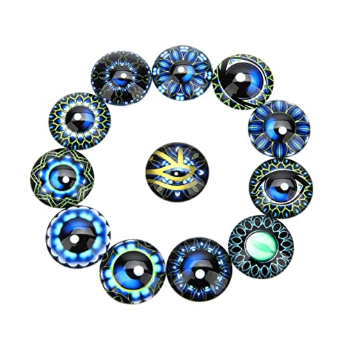 Hoement 20 Stück Runde Glas Cabochon Patches Für DIY Schmuck Material Edelsteine Glasaufkleber von Hoement