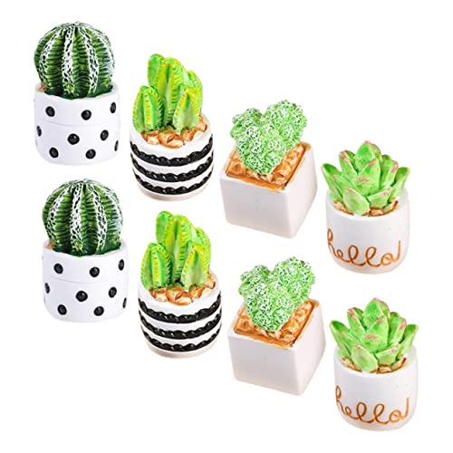 Hoement 8 Stück Kaktus Mikrolandschaft Miniatur Topfpflanze Kinder Mini Spielzeug Mini Ornament Miniatur Zubehör Mini Kaktus Miniaturpflanzen Miniatur Pflanzenmodell Miniatur von Hoement