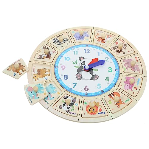 Hoement Uhr-Puzzle Unterrichtsuhren Für Kinder Unterrichtszeit Uhr Kinderuhr Lernt Zeit Zu Sagen Kleinkind Uhr Pädagogische Uhr Uhrlernen Für Kinder Puzzle-Spielzeug Für Kleinkinder Holz von Hoement