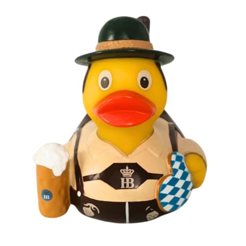 Badeente Flaucher in bayerischer Tracht mit Bierkrug, Polyresin von Hofbräuhaus München