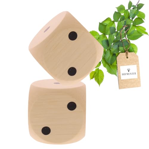 2X HOFMEISTER® Würfel Augenzahlen Holz 4cm - Holzwürfel Kinder Erwachsene Spielen Brettspiel Party Spieleabend Partyspiel, 100% Naturprodukt unbehandelt aus heimischem Buchenholz, 4 x 4 cm von Hofmeister Holzwaren