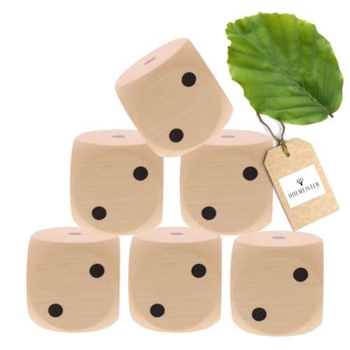 5X HOFMEISTER® Würfel aus Holz 3 x 3 cm mit Augenzahlen für Kinder, Erwachsene, Brettspiele, Spieleabend & Partyspiel, 100% Naturprodukt aus heimischer Buche von Hofmeister Holzwaren