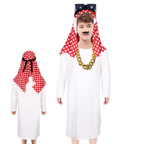 Hogvinnatil Arabisches Kostüm für Männer, Sheik Kostüm, Araber Prince Cosplay Robe, Naher Osten arabischer Saudi -Saudi -Sheikh Rollenspiel Kostüm Halloween Cosplay -Kleidung für Männer von Hogvinnatil