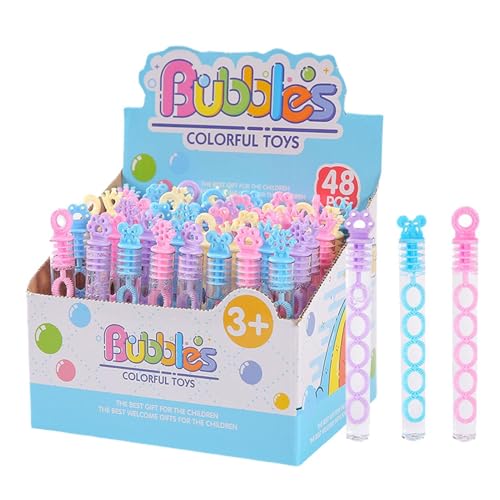 Hogvinnatil Bubble -Set für Kinder, Bubble Tubes für Kinder, 48x Party liefert Bubble Maker Stick, Tragbares Outdoor -Schaum -Flüssigkeits -Playset für Schulaktivitäten von Hogvinnatil