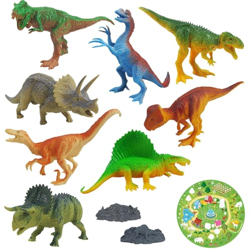 Hogvinnatil Dinosaurierspielset, Dinosaurierspielzeug mit MAT | Realistische Spielzeugdinosaurier -Figuren -Spielset 8 Modelle mit Spielmatte - Partybevorzugungen, Wissenschaftskits, Bildungswert für von Hogvinnatil