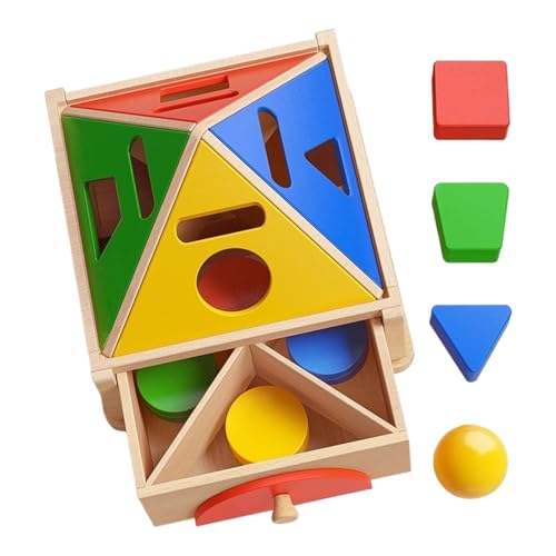 Hogvinnatil Farb- und Formsortierbox, Formsortierspielzeug aus Holz - Sortierblockspielzeug aus Holz in Mehreren Farben | Geometrische Formen und farblich passende Puzzlespielzeuge für die frühe von Hogvinnatil