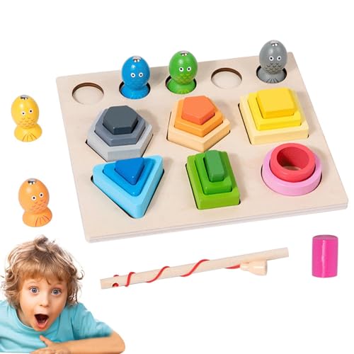 Hogvinnatil Form Sorter -Spielzeug, Formsortierblöcke - Puzzle -Holzform -Matching -Blöcke | Early Education Toy mit magnetischen Haken für Zuhause, Schule, Kindergarten und draußen von Hogvinnatil